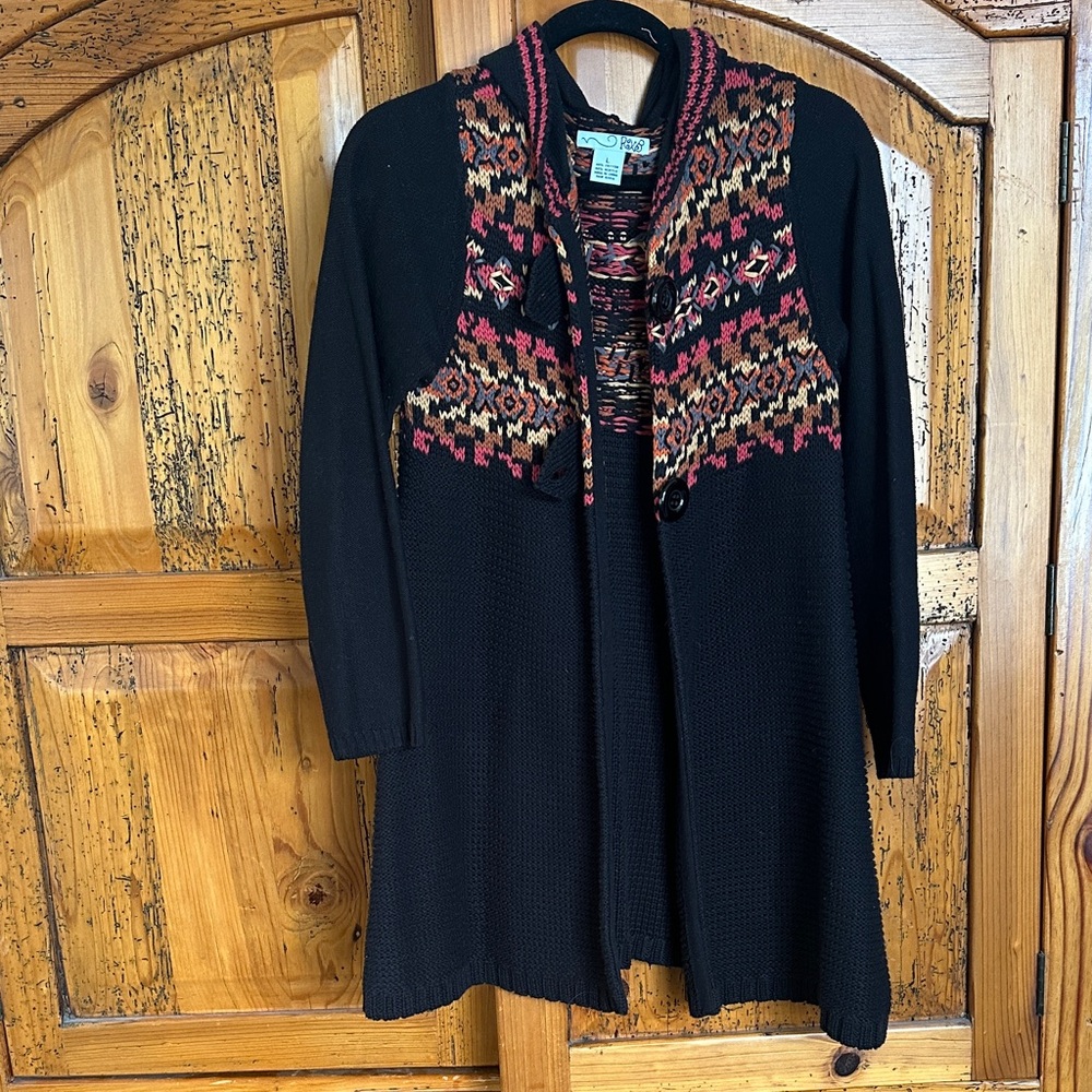 RXB Women's Black and Multicolor Patterned Sweater